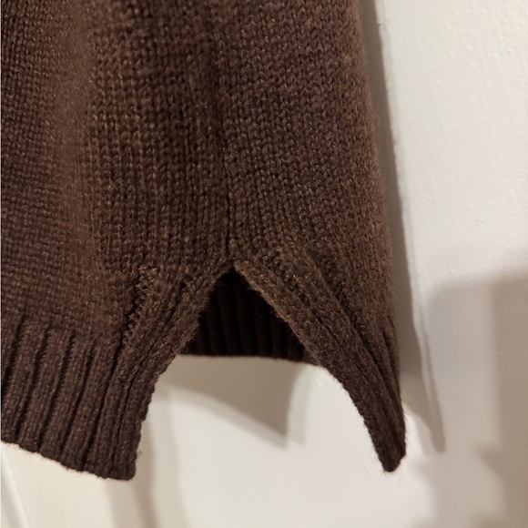 Dark Brown Crew Neck Short Sleeve Knit Sweater - Picture 3 of 5